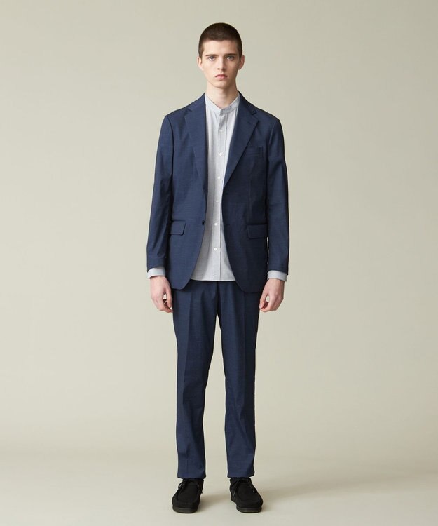 J.PRESS MEN 感動！？上品な見た目に着心地抜群なセットアップ【MECHANICAL】【超軽量 / 清涼感 / 洗える】 ハイパワーストレッチ リネンルックジャケット ネイビー系