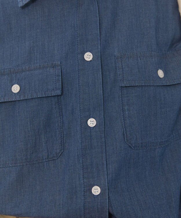 WEGO 【ANGIE VINTAGE】シアーデニムレギュラーカラーシャツ ネイビー