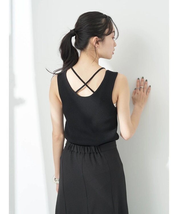earth music&ecology レイヤリングニットタンクトップ Black