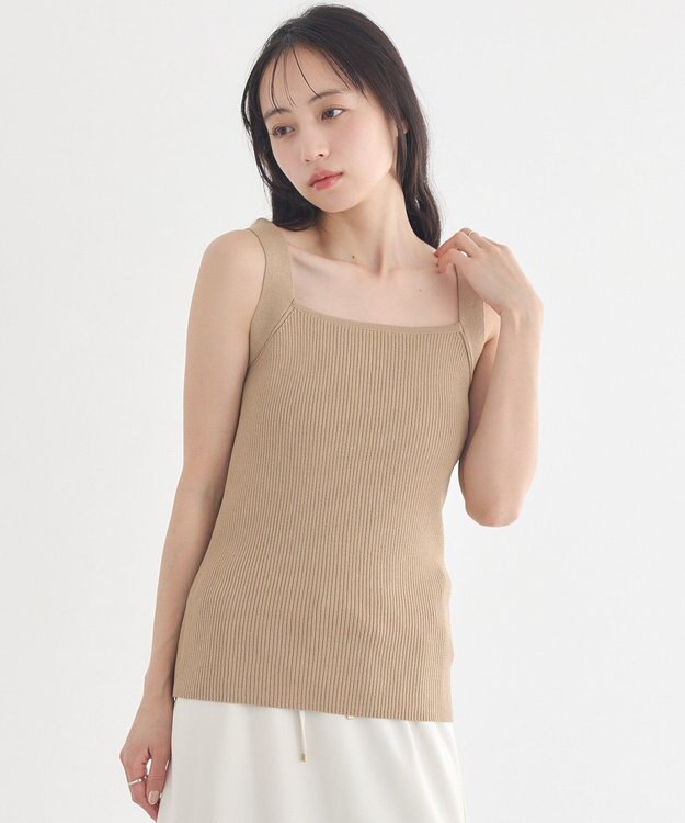 earth music&ecology リブニットタンクトップ Light Beige