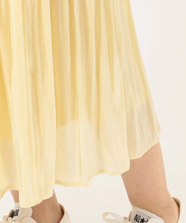 ANY L 【洗える】シャイニーサテン スカート ライトイエロー系