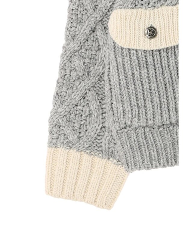 AMERICAN HOLIC 配色ケーブルニットカーディガン Light Gray Mixture