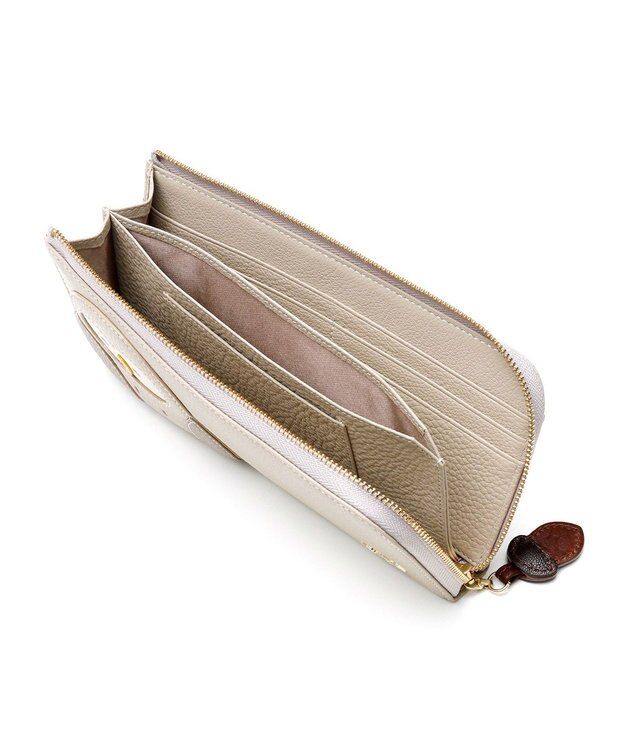 IBIZA アニマーダ　牛革　L字ファスナー長財布（フクロウ） ライトグレー