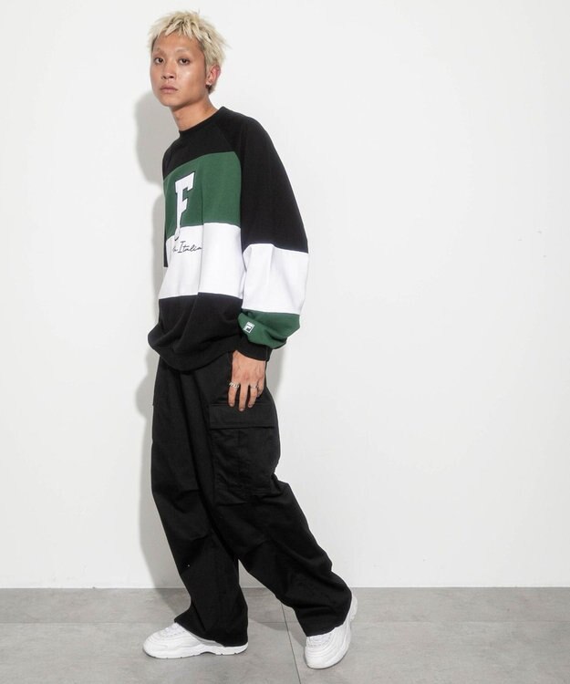 WEGO 【ユニセックス着用ITEM】別注FILAパネル切替プルオーバー グリーンその他