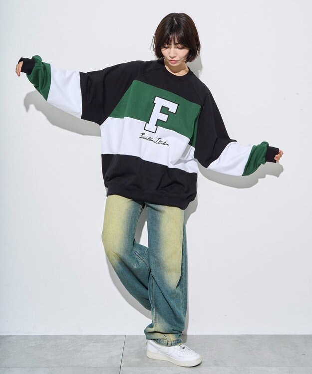 WEGO 【ユニセックス着用ITEM】別注FILAパネル切替プルオーバー グリーンその他