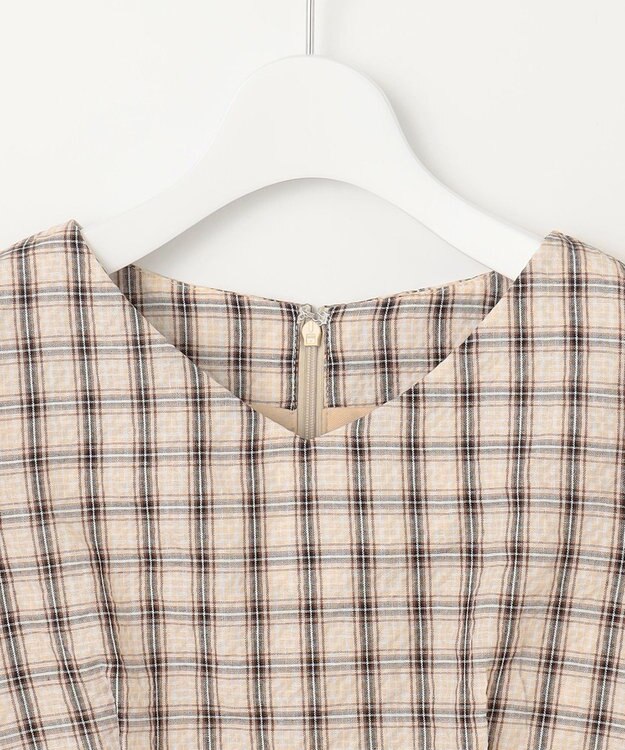 Feroux 【洗える】サッカーチェック ワンピース ベージュ系1