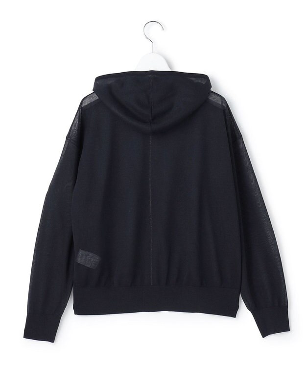 23区 【先行予約】シャイニーシアーニット ジップアップ パーカー ネイビー系