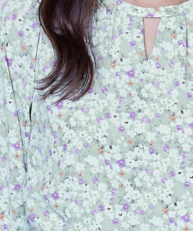 Tiaclasse 【洗える】2WAY花柄ブラウス ミント