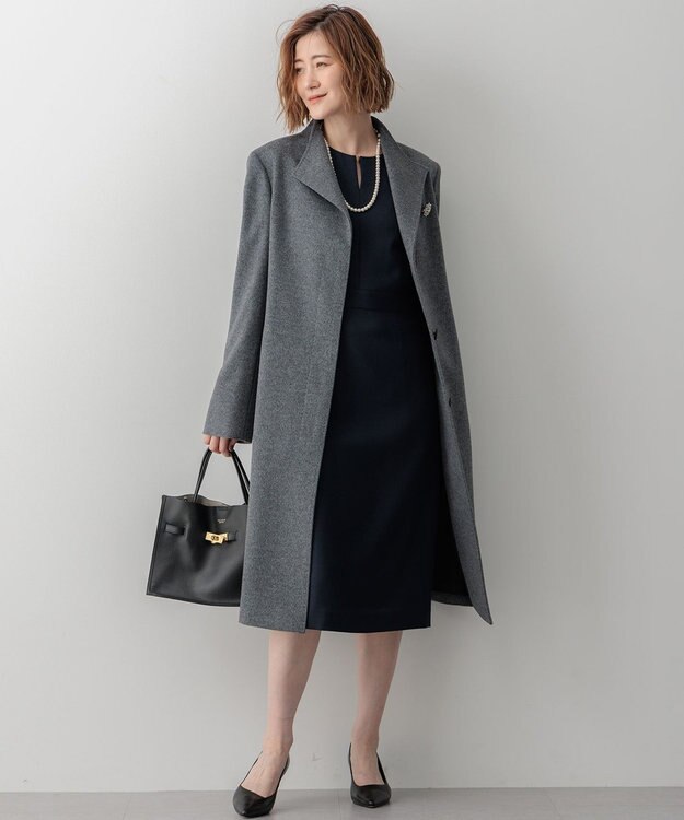 23区 ウールカシミヤビーバー スタンドカラー コート グレー系