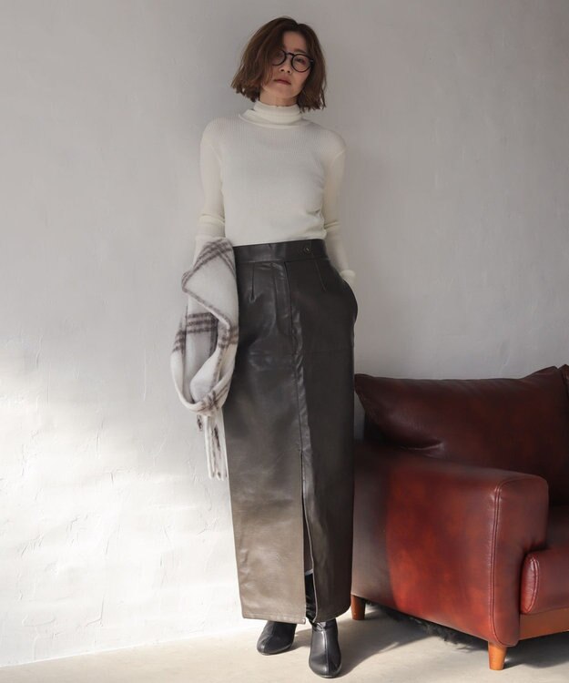 WEGO 【2025年秋冬新作】リブタートルニット ホワイト