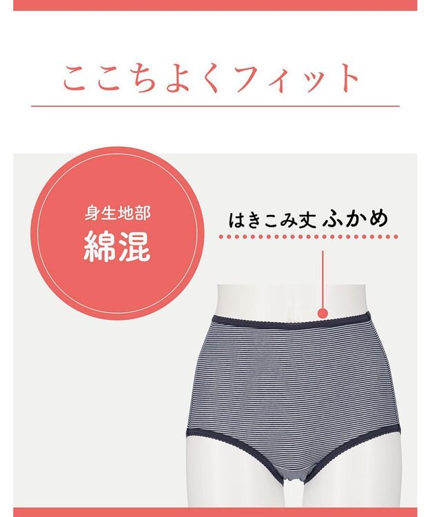 Wing ショーツ　【デイリーフィット】　ボーダー柄　はきこみ丈ふかめ　ウイング／ワコール　EC3620 オリーブ