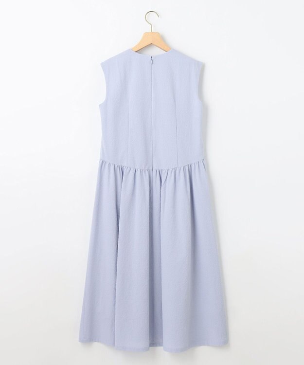 組曲 サッカーストレッチ ボウタイワンピース サックスブルー系