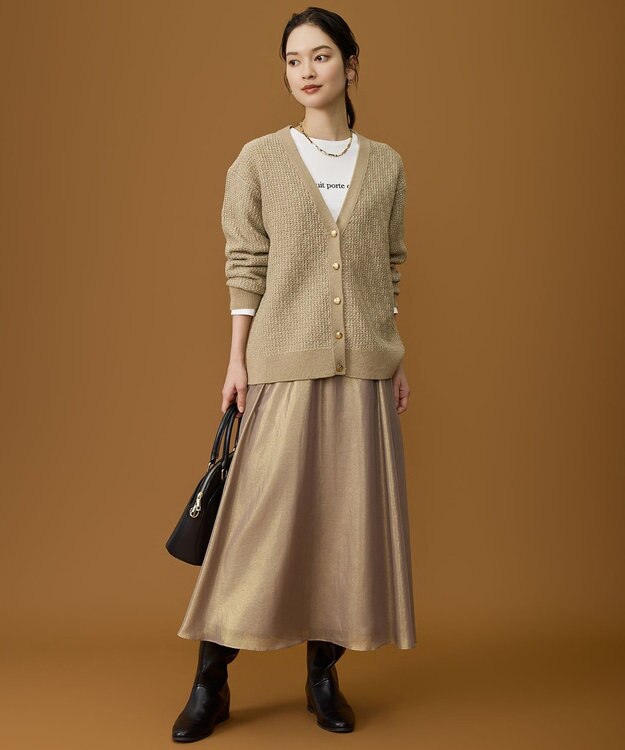 自由区 L 【カタログ掲載】シャイニーギャザー スカート ブロンズ