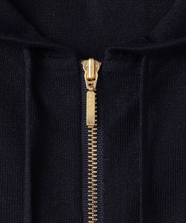 23区 【先行予約】シャイニーシアーニット ジップアップ パーカー ネイビー系