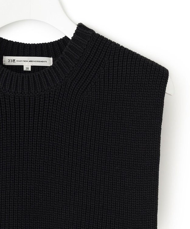 23区 【洗える】コットンポリエステルリリヤーン ニットベスト ネイビー系