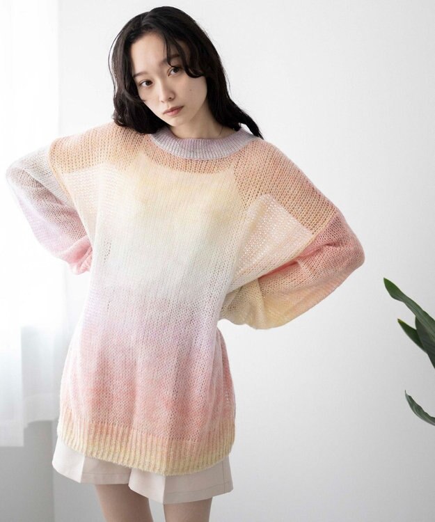 WEGO グラデーションメッシュニット 柄1