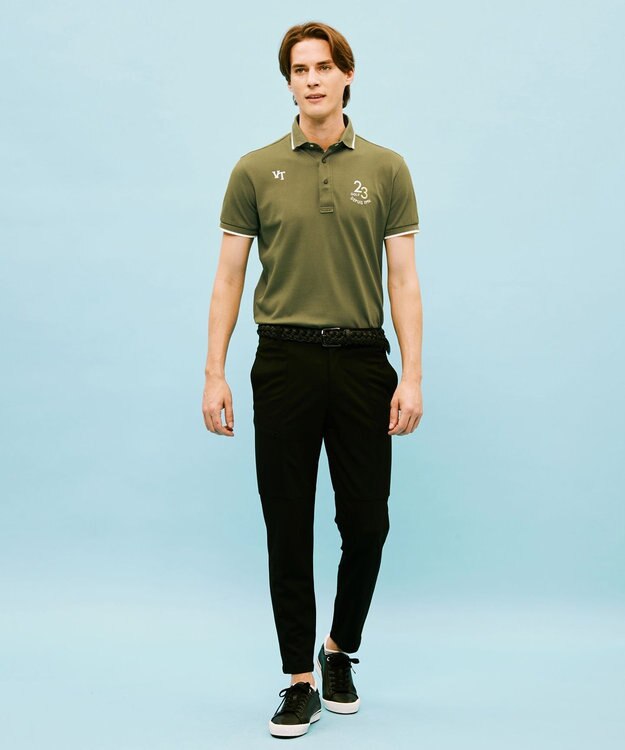 23区GOLF 【MEN】ハニカム鹿子 半そでポロシャツ カーキ系