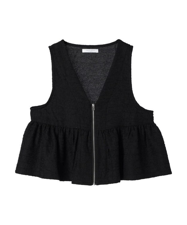 Green Parks ジャガードペプラムＺｉｐベスト Black