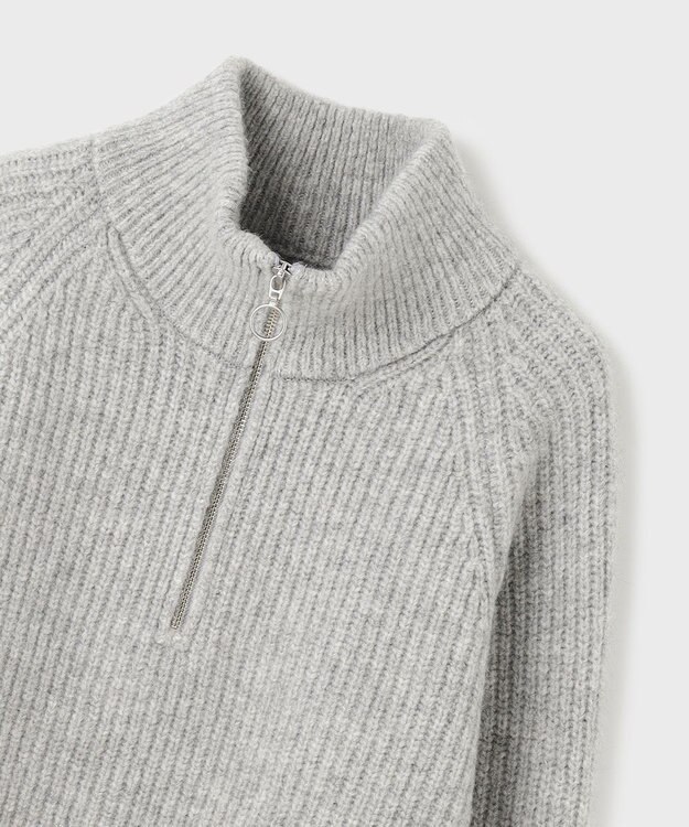 GRACE CONTINENTAL 畦zipニットトップ グレー