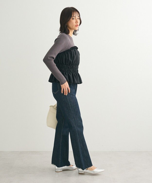 Green Parks ・ｓｗｉｎｇ　ｂｙ　ビスチェレイヤーハイネックニット Charcoal Gray