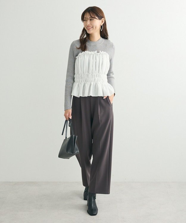 Green Parks ・ｓｗｉｎｇ　ｂｙ　ビスチェレイヤーハイネックニット Gray Mixture