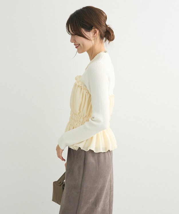 Green Parks ・ｓｗｉｎｇ　ｂｙ　ビスチェレイヤーハイネックニット Off White