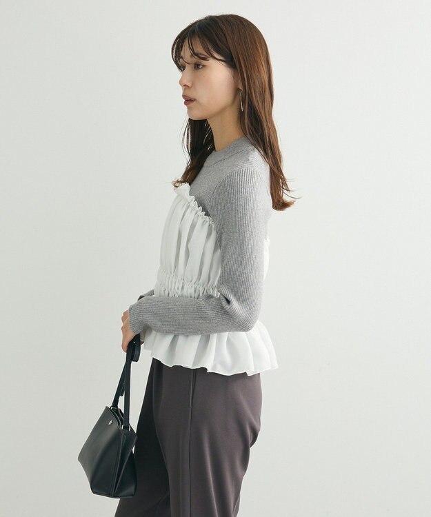 Green Parks ・ｓｗｉｎｇ　ｂｙ　ビスチェレイヤーハイネックニット Gray Mixture