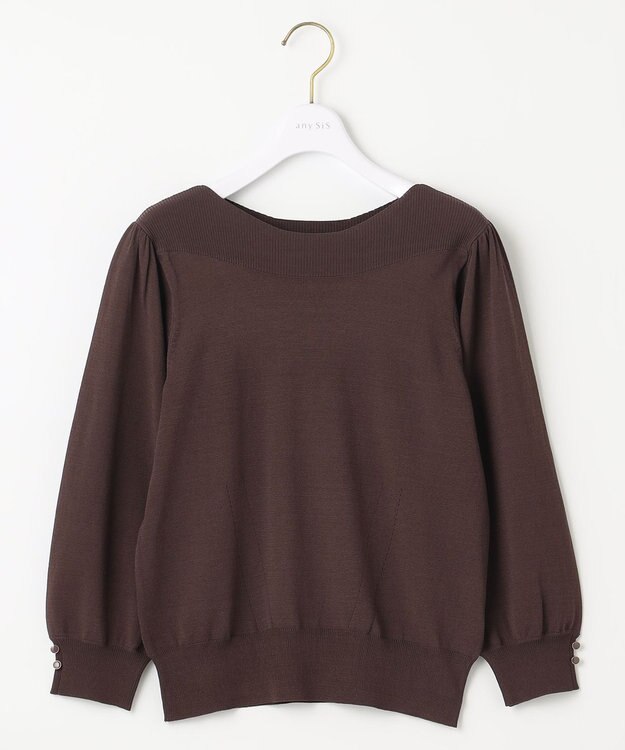 ANY SIS 【洗える】パフスリーブ ニット ブラウン