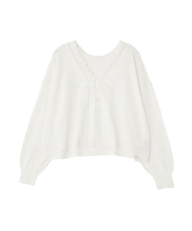 earth music&ecology 【2WAY】レーストリムシアーニットカーディガン Ivory