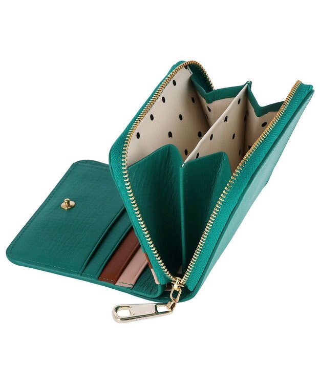 tsumori chisato CARRY ネコおこし ラウンドファスナー2つ折り財布 グリーン