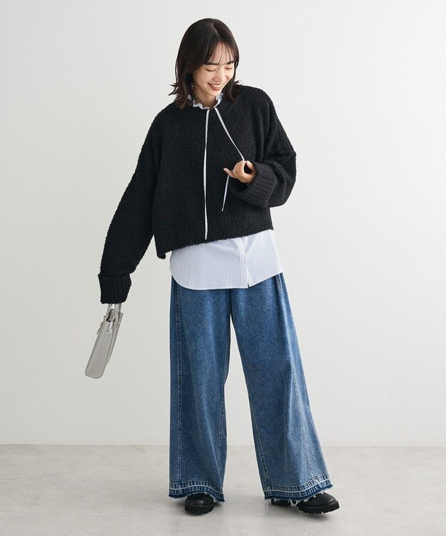 Green Parks ・Ｐｅｔｉｔ　Ｆｌｅｕｒ　ブークレワイドニット Black