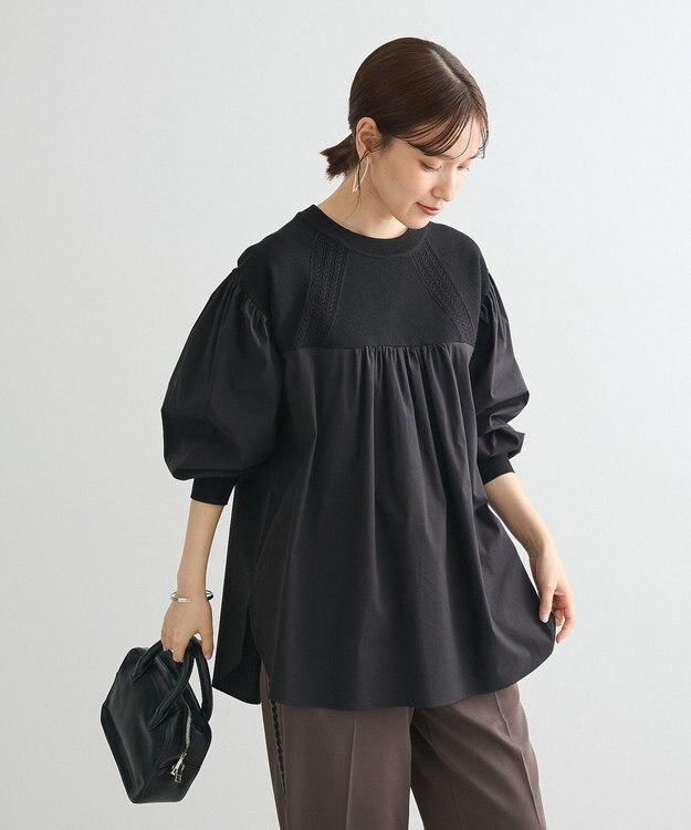 Green Parks ミニケーブルドッキングニットチュニック Black