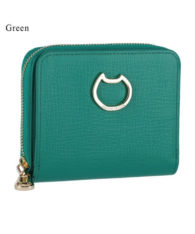 tsumori chisato CARRY ネコおこし ラウンドファスナー2つ折り財布 グリーン