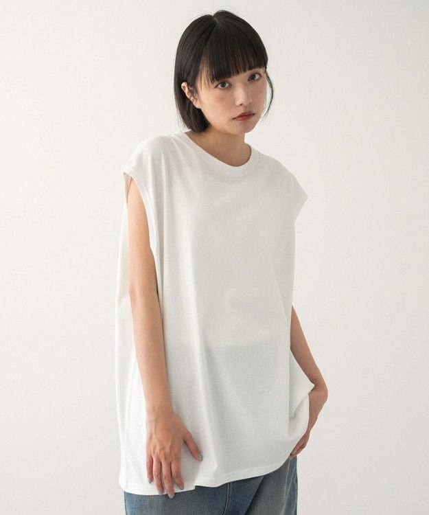 WEGO 【ユニセックス着用ITEM/MLサイズ展開/綿100%】スリーブレスコットンT ホワイト