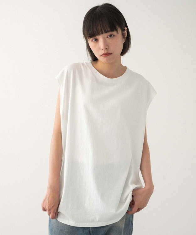 WEGO 【ユニセックス着用ITEM/MLサイズ展開/綿100%】スリーブレスコットンT ホワイト