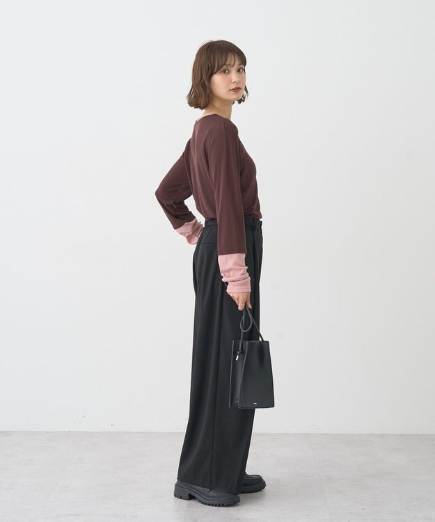 earth music&ecology レイヤードシアープルオーバー Brown