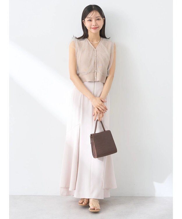 earth music&ecology サイドリブ切替バックレースアップスカート Ivory