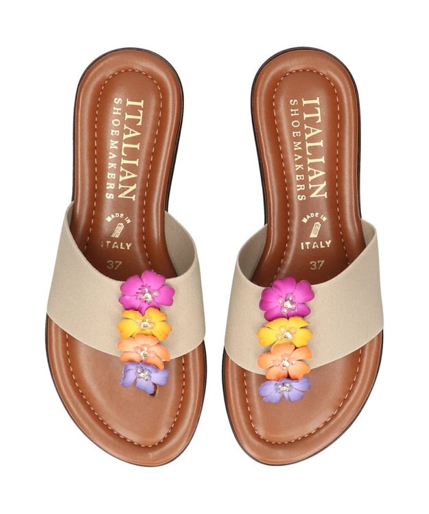 INTER-CHAUSSURES 【ITALIAN SHOEMAKERS】センターフラワートングサンダル ベージュ