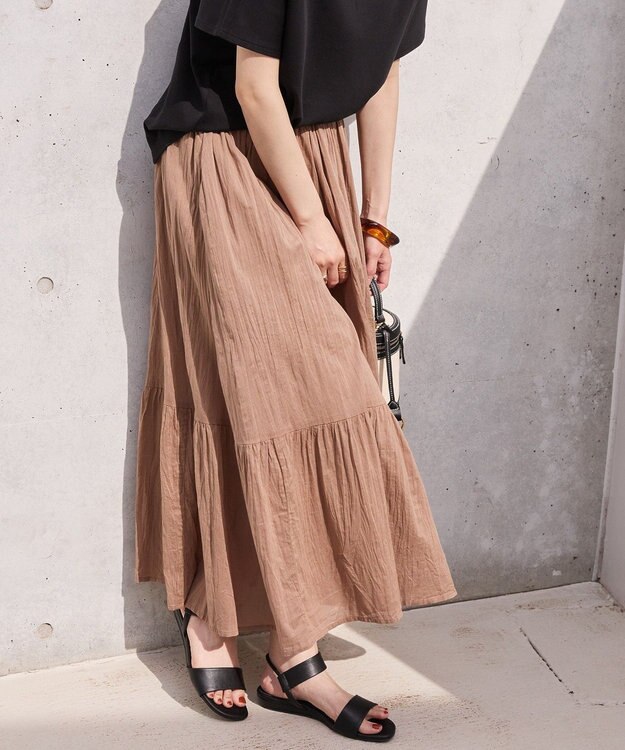 AMERICAN HOLIC ボイルクリンクルティアードスカート Mocha