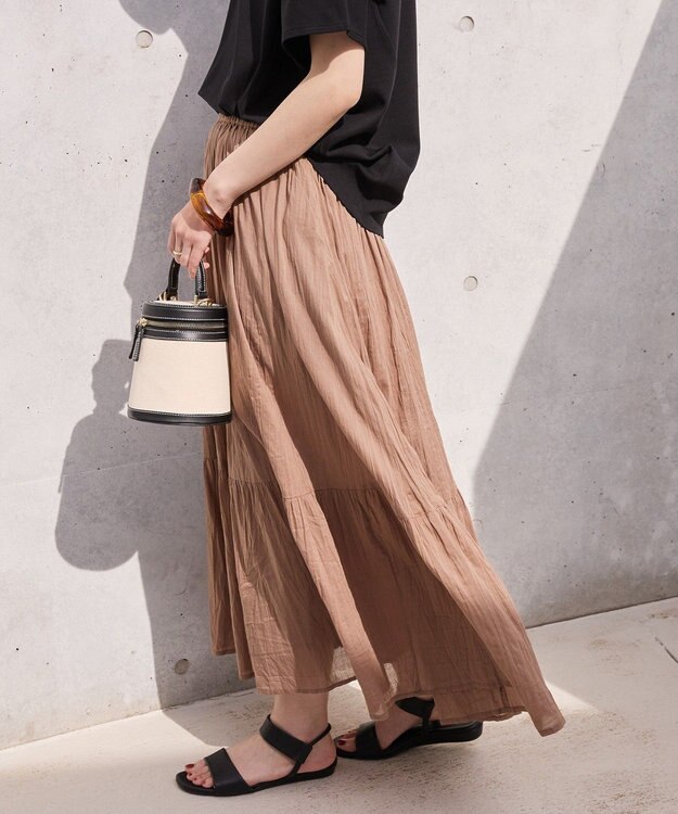 AMERICAN HOLIC ボイルクリンクルティアードスカート Mocha