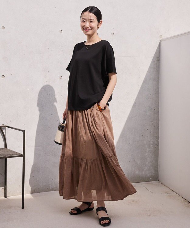 AMERICAN HOLIC ボイルクリンクルティアードスカート Mocha