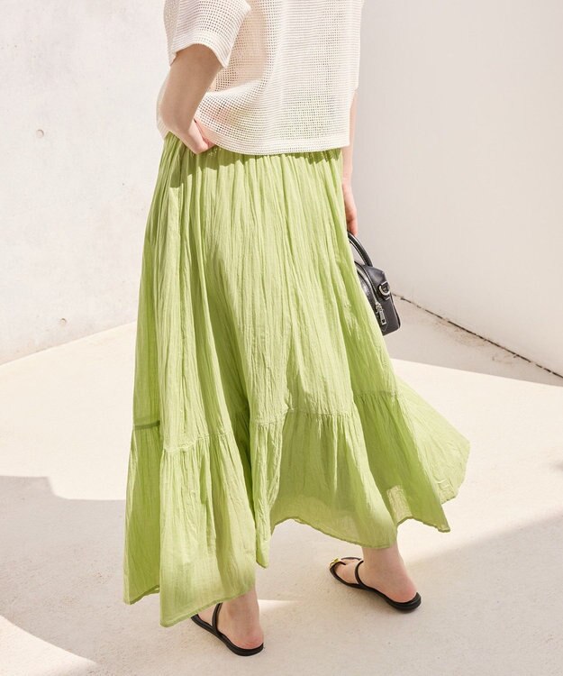 AMERICAN HOLIC ボイルクリンクルティアードスカート Pistachio