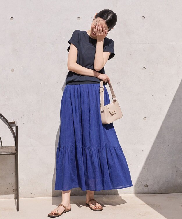 AMERICAN HOLIC ボイルクリンクルティアードスカート Blue