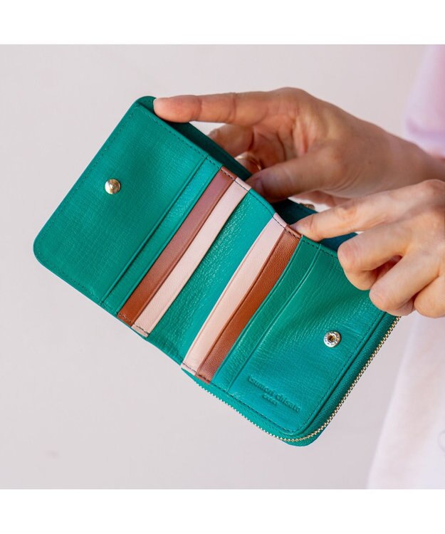 tsumori chisato CARRY ネコおこし ラウンドファスナー2つ折り財布 グリーン