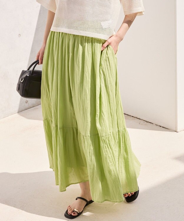 AMERICAN HOLIC ボイルクリンクルティアードスカート Pistachio