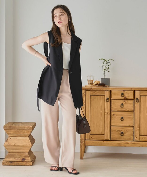 WEGO リネンライクサイドベルトベスト ブラック