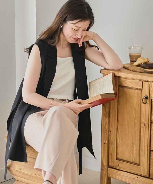 WEGO リネンライクサイドベルトベスト ブラック