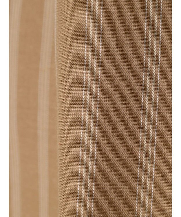 Green Parks 綿麻混タックストレートワイドパンツ Stripe