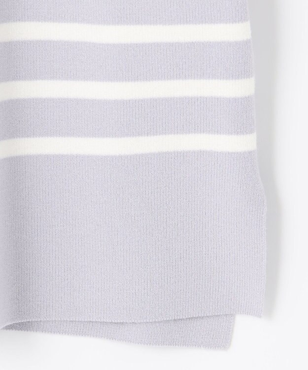 J.PRESS LADIES 【洗える】KATE パネルボーダー ボートネック ニット ふじ色系1