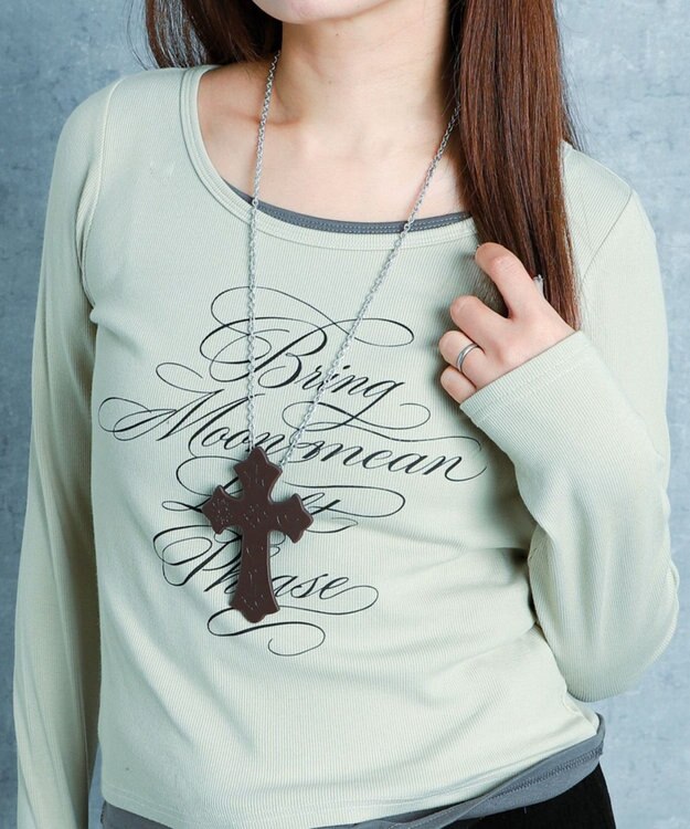 WEGO 【ユニセックス着用ITEM】MPUエンボスロゴクロスネックレス ブラウン